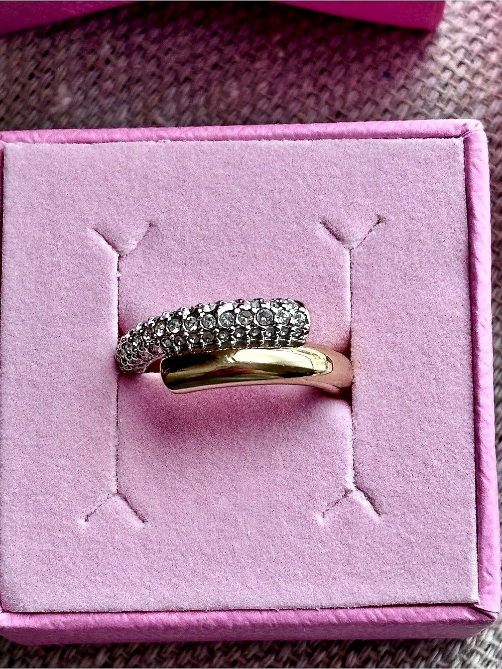Swarovski Dextera Crystal Bypass Ring. Size 7.